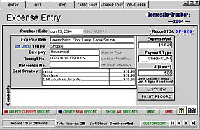 A sample invoice layout in FileMaker